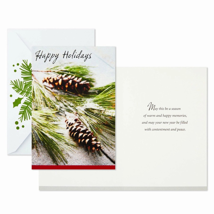 Cards & Boxed Christmas Cards * | Hallmark Wreath And Pine Branch Boxed Christmas Cards With Seals, Pack Of 40