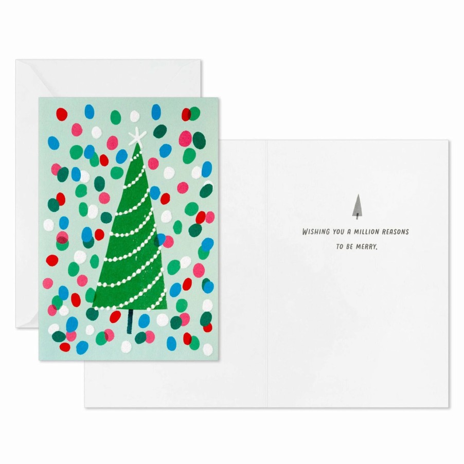 Cards & Boxed Christmas Cards * | Hallmark Christmas Tree And Painted Dots Boxed Christmas Cards, Pack Of 16