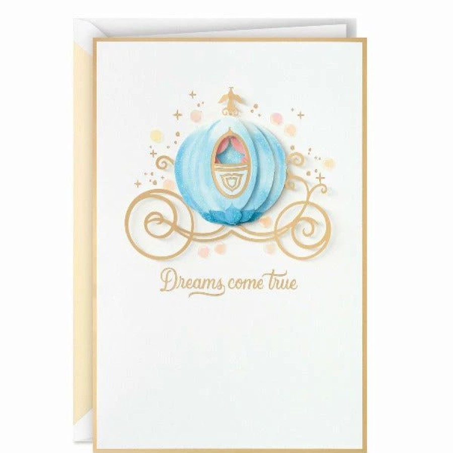 Cards & Boxed Christmas Cards * | Hallmark Disney Princess Cinderella Carriage Dreams Come True Blank Card